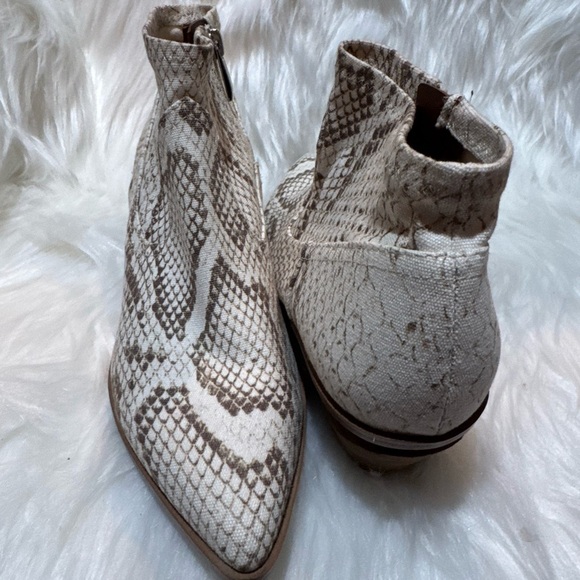 Franco Sarto Brown and Cream Ankle Booties with Snakeskin Pattern - Picture 5 of 9